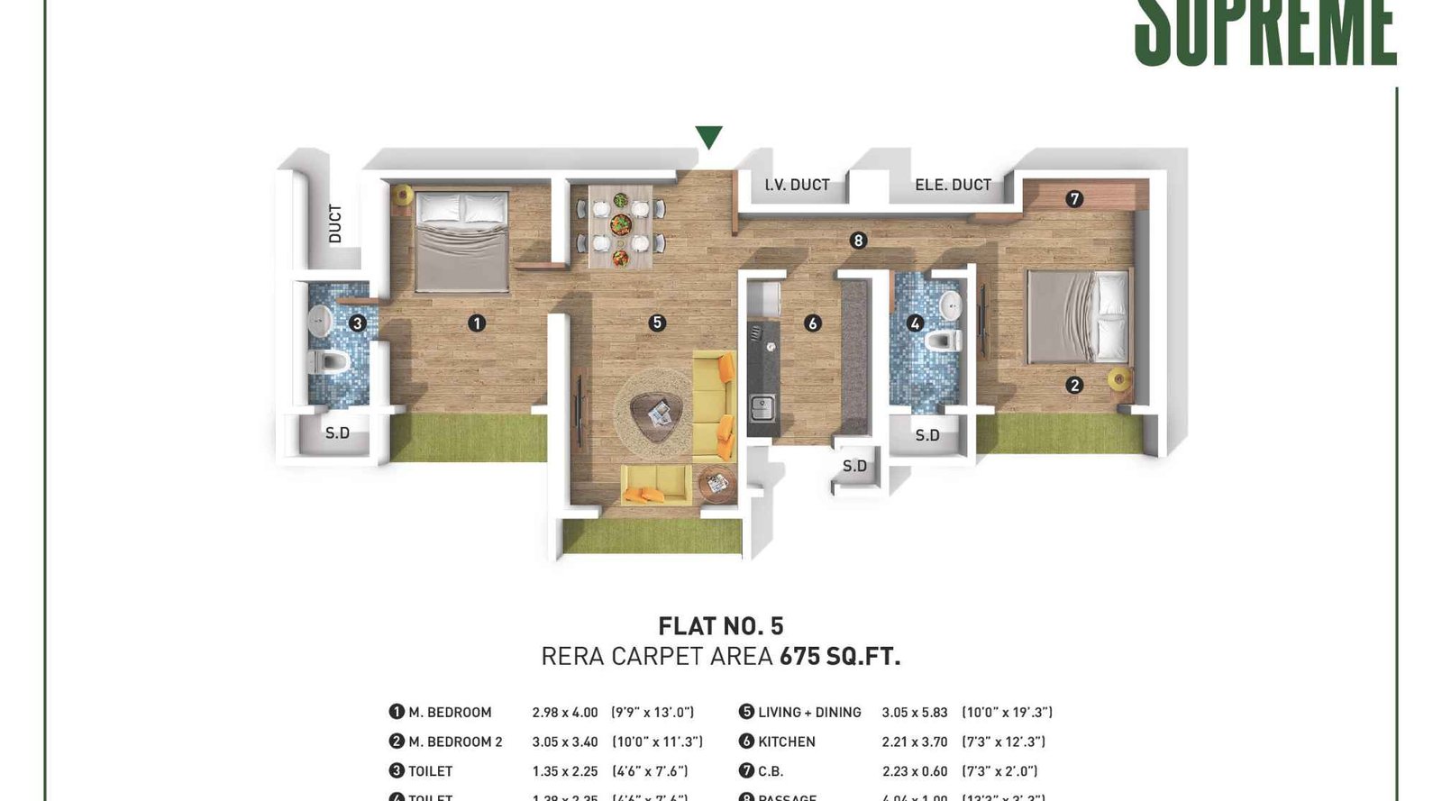 Raunak-supreme -Floor-Plan-675-sqft